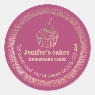 Gold Homemade cupcakes and treats packaging Classic Round Sticker
