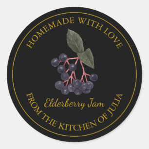 Gold Homemade Elderberry Jam Label 