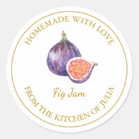 Gold Homemade Fig Jam Label | White