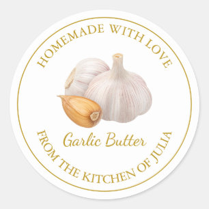 Gold Homemade Garlic Butter Label White