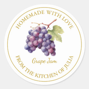 Gold Homemade Grape Jam Label White