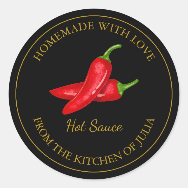 Gold Homemade Hot Sauce Label | Black (Front)