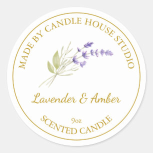 Gold Homemade Lavender Candle Label White