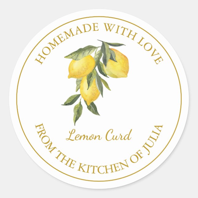 Gold Homemade Lemon Curd Label | White (Front)