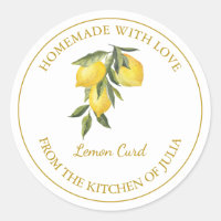 Gold Homemade Lemon Curd Label | White