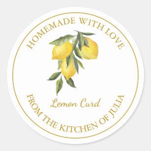 Gold Homemade Lemon Curd Label   White