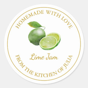 Gold Homemade Lime Jam Label   White