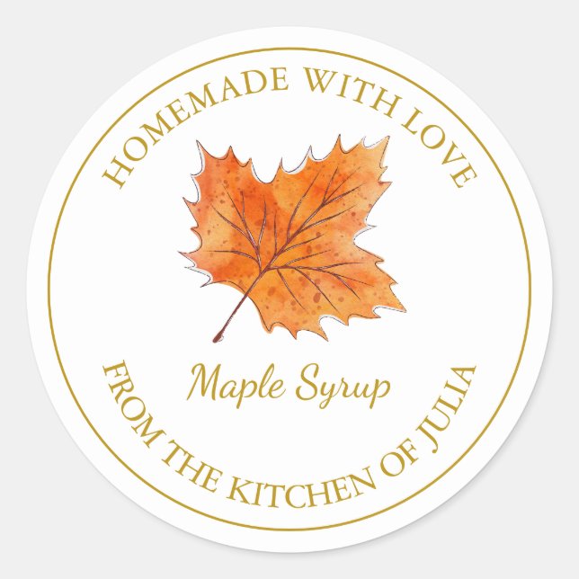 Gold Homemade Maple Syrup Label | White (Front)