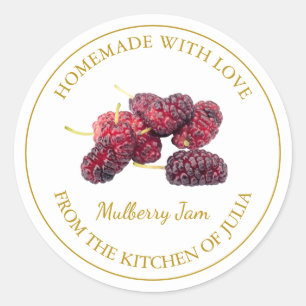 Gold Homemade Mulberry Jam Label   White