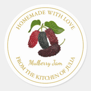 Gold Homemade Mulberry Jam Label White
