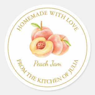 Gold Homemade Peach Jam Label White