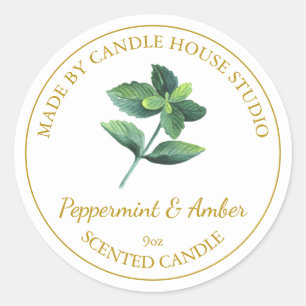 Gold Homemade Peppermint Candle Label White