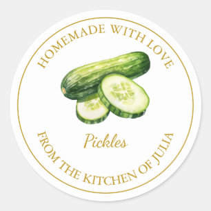 Gold Homemade Pickles Label   White