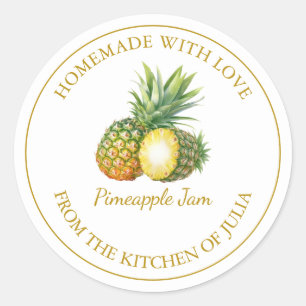 Gold Homemade Pineapple Jam Label   White