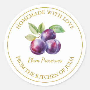 Gold Homemade Plum Preserves Label White