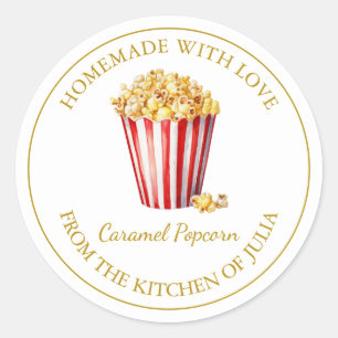Gold Homemade Popcorn Label   White