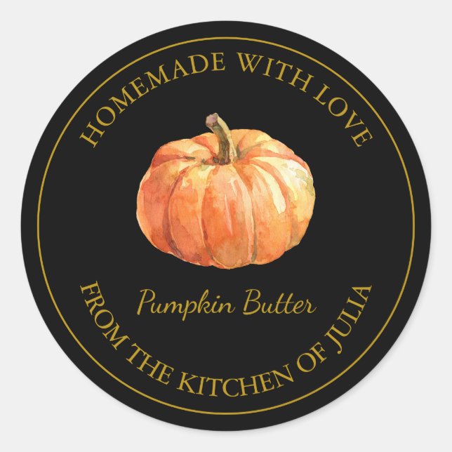 Gold Homemade Pumpkin Butter Label | Black (Front)