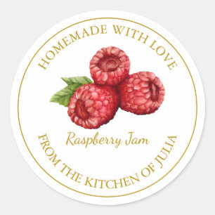Gold Homemade Raspberry Jam Label White