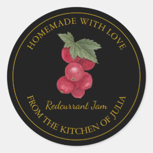 Gold Homemade Redcurrant Jam Label Black