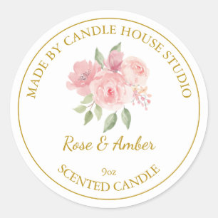 Gold Homemade Rose Candle Label White