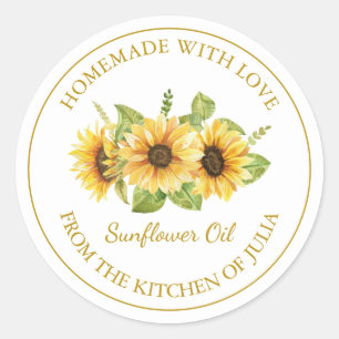 Gold Homemade Sunflower Oil Label   White