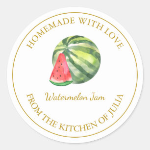 Gold Homemade Watermelon Jam Label   White