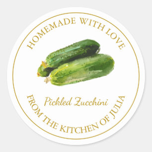 Gold Homemade Zucchini Pickle Label   White