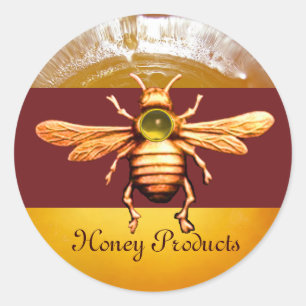 GOLD HONEY BEE / BEEKEEPER BEEKEEPING CLASSIC ROUND STICKER