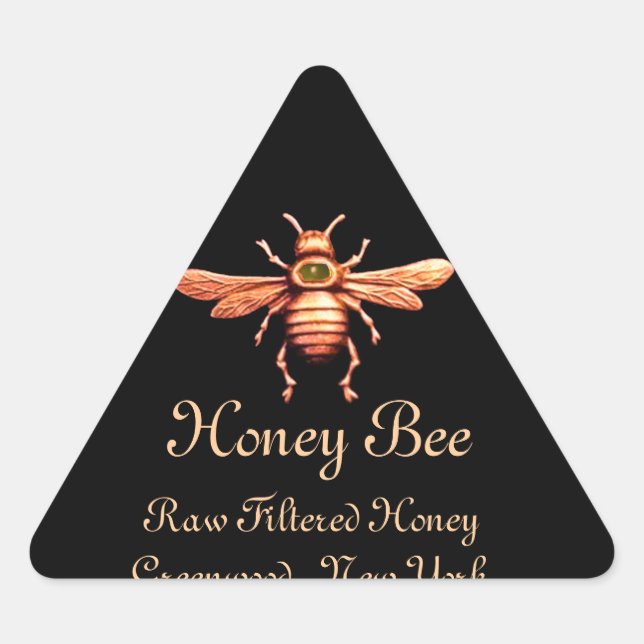 GOLD HONEY BEE / BEEKEEPER BEEKEEPING TRIANGLE STICKER (Front)