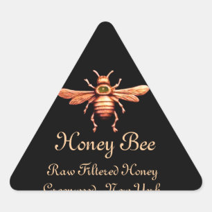 GOLD HONEY BEE / BEEKEEPER BEEKEEPING TRIANGLE STICKER
