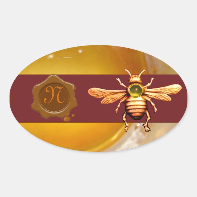 GOLD HONEY BEE BROWN WAX SEAL MONOGRAM ,BEEKEEPER (Front)