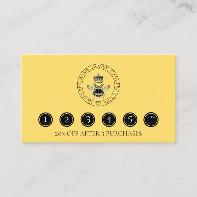 Gold Honey Bee Products Yellow Gold Loyalty Card (Front)