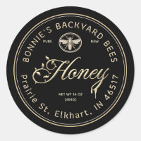 Gold Honey Script Floral Font Heraldic Bee Black