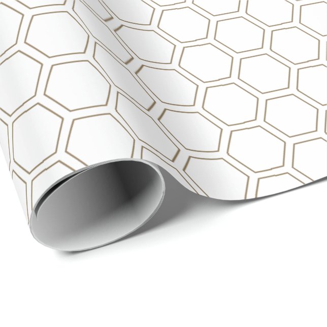 Gold Honeycomb Outline Beekeeper Wrapping Paper (Roll Corner)