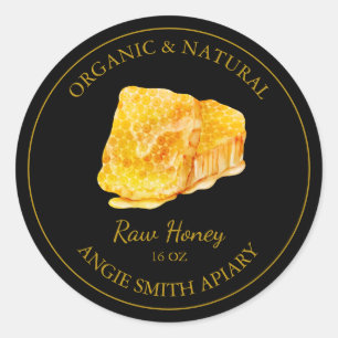 Gold Honeycomb Raw Honey Label Black