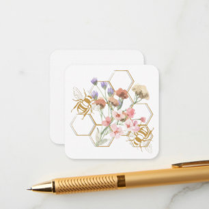 Gold Honeycomb & Watercolor Wildflowers – Elegant  Enclosure Card