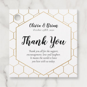 Gold Honeycomb Wedding Thank You Favour Tag