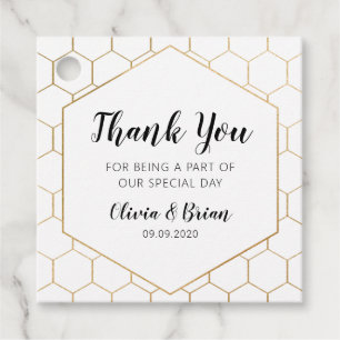 Gold Honeycomb Wedding Thank You Favour Tag