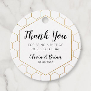 Gold Honeycomb Wedding Thank You Favour Tag