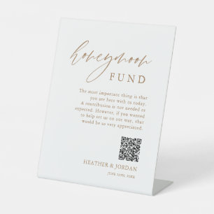 Gold Honeymoon Fund QR Wishing Well Sign