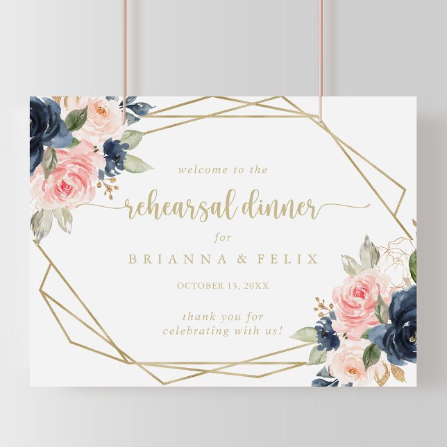 Gold Horizontal Rehearsal Dinner Welcome Sign (Creator Uploaded)