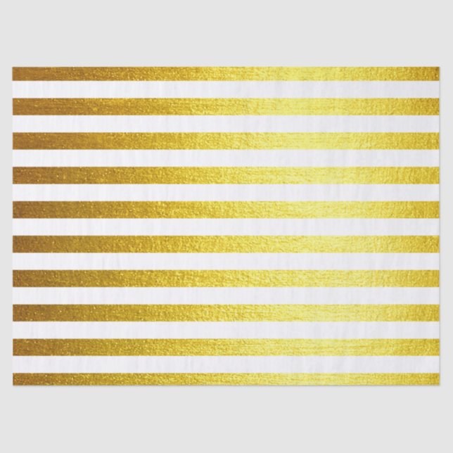 Gold Horizontal Textured Stripes Tissue Paper (Front)