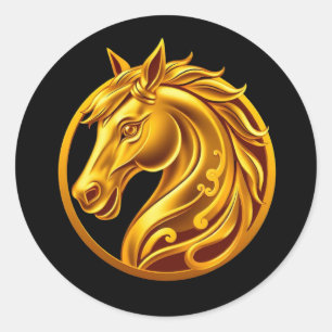 Gold Horse Classic Round Sticker