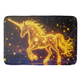 Gold horse horn fairy tale night space sky  bath mat