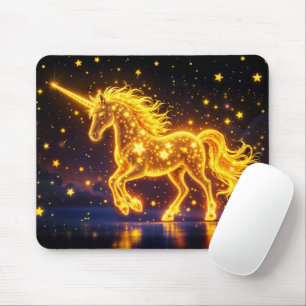 Gold horse horn fairy tale night space sky mouse pad