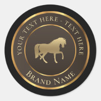 Gold Horse Logo Classic Round Sticker
