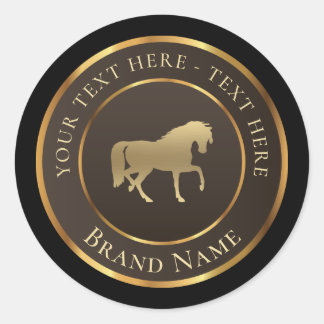 Gold Horse Logo Classic Round Sticker