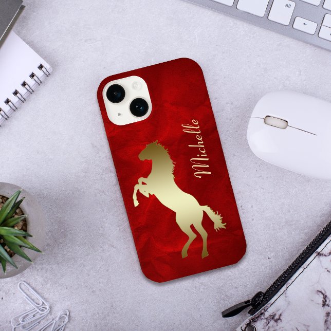 Gold Horse Red Personalised Case-Mate iPhone Case (Creator Uploaded)