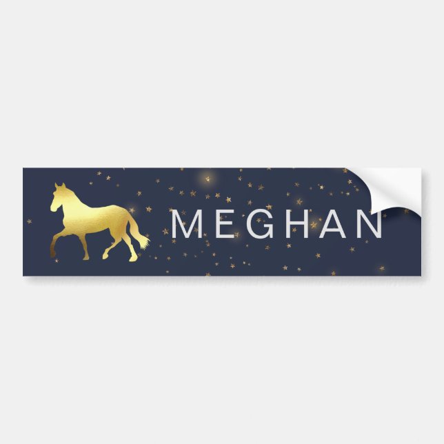 gold horse stars equestrian Monogram Bumper Sticker (Front)