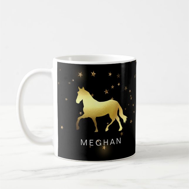 gold horse stars equestrian Monogram Coffee Mug (Left)